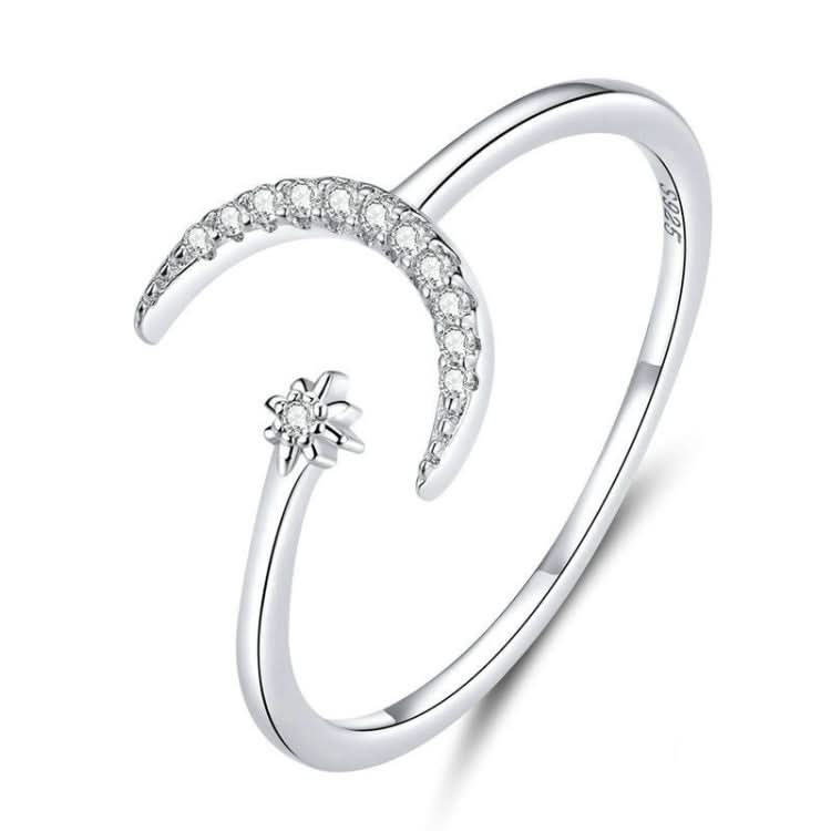 S925 Female Sterling Silver Zircon Ring Moon Open Ring Temperament Ring Reluova