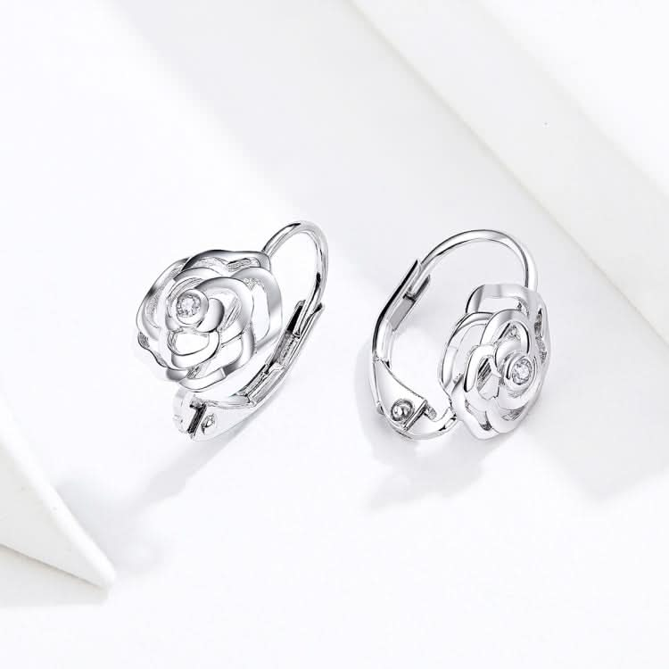 Rose Sterling Silver Platinum Plated Earrings Female Earrings Reluova