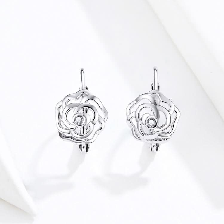 Rose Sterling Silver Platinum Plated Earrings Female Earrings Reluova