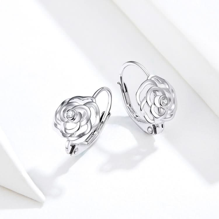 Rose Sterling Silver Platinum Plated Earrings Female Earrings Reluova