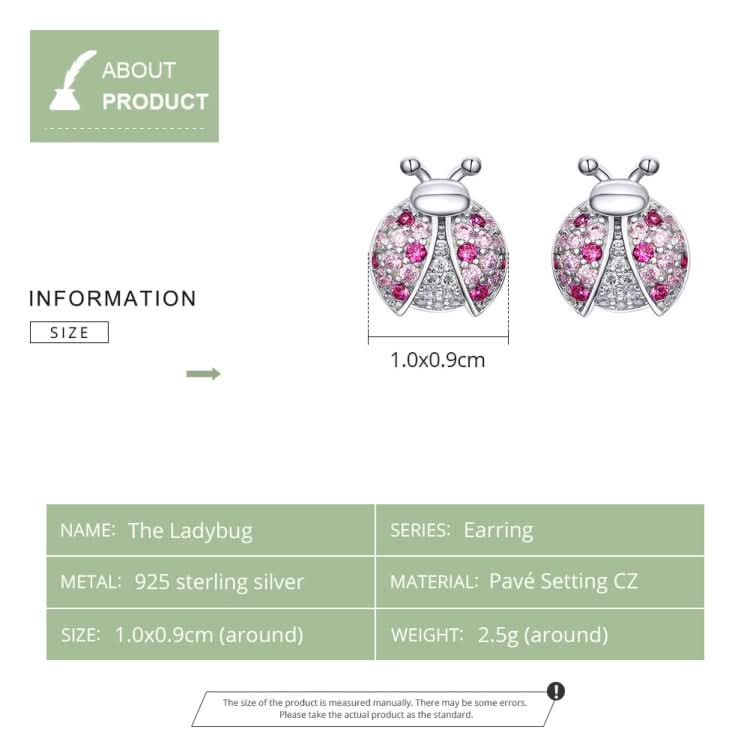 Sterling Silver Insect Earrings Seven-star Ladybug Earrings Platinum-plated Girl Earrings Reluova