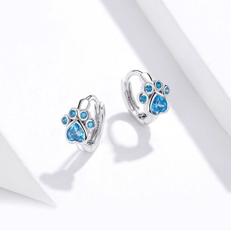 Cat Paw Print Simple Sterling Silver Zircon Earrings Earrings Reluova