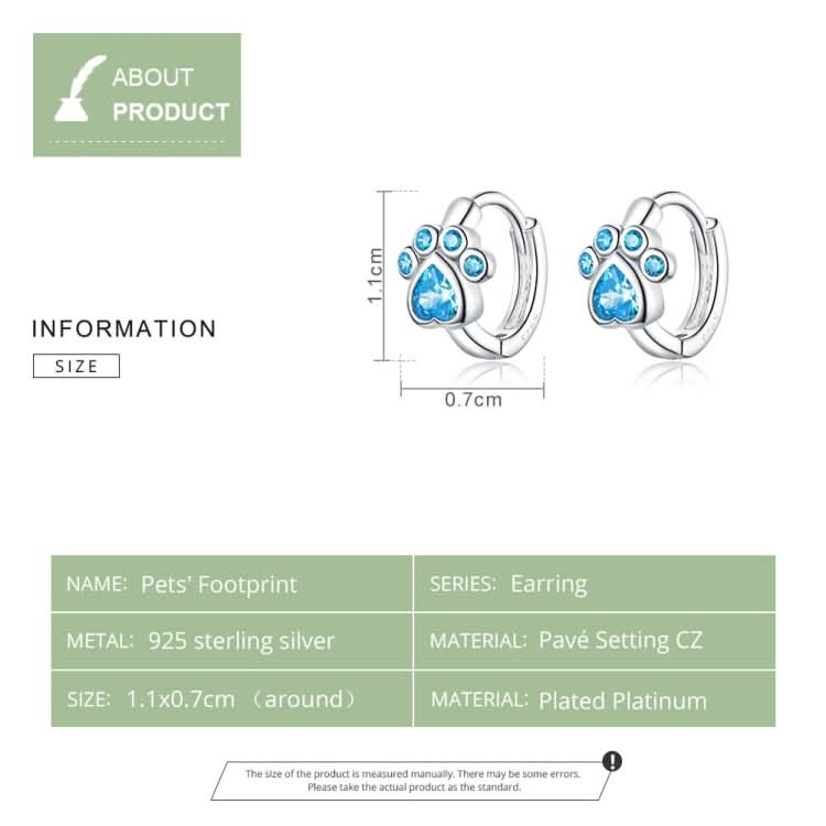 Cat Paw Print Simple Sterling Silver Zircon Earrings Earrings Reluova