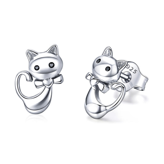 Cat Earrings S925 Sterling Silver Simple Personality Earrings Ladies Earrings