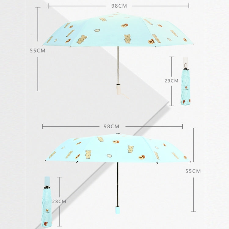 Children Sweet Vinyl Sunscreen Umbrella Tri-fold Student Cartoon Folding Umbrella My Store