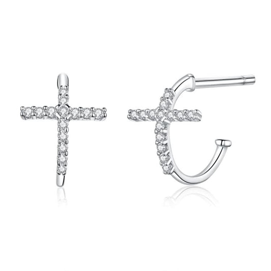 Cross Earrings Sterling Silver S925 Zircon Earrings Reluova