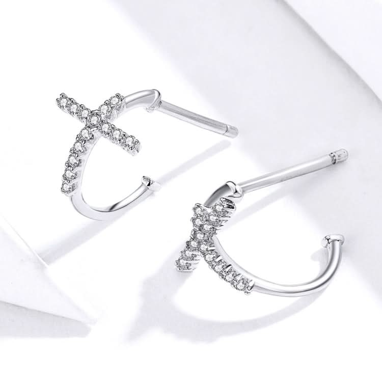 Cross Earrings Sterling Silver S925 Zircon Earrings Reluova