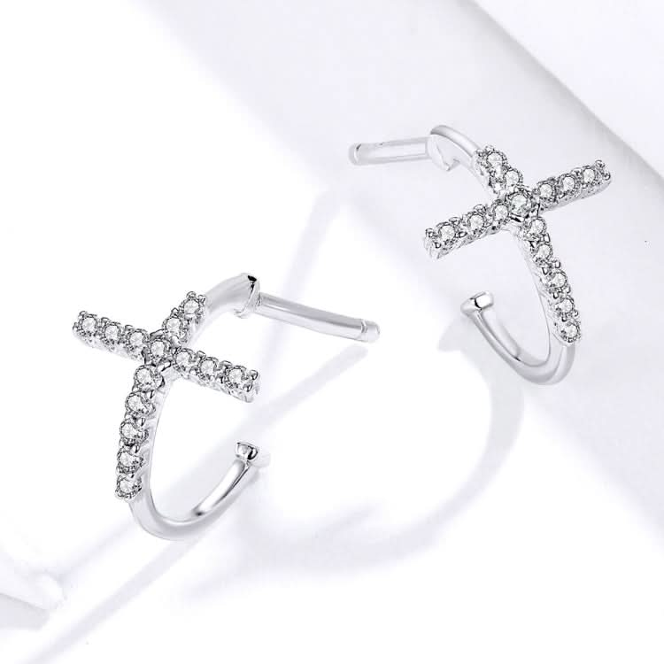 Cross Earrings Sterling Silver S925 Zircon Earrings Reluova