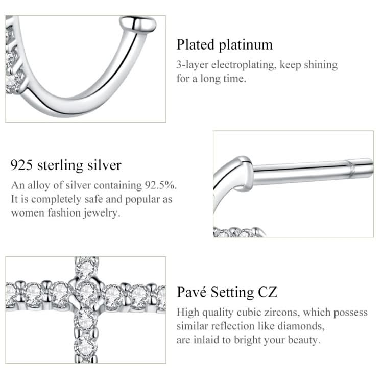 Cross Earrings Sterling Silver S925 Zircon Earrings Reluova