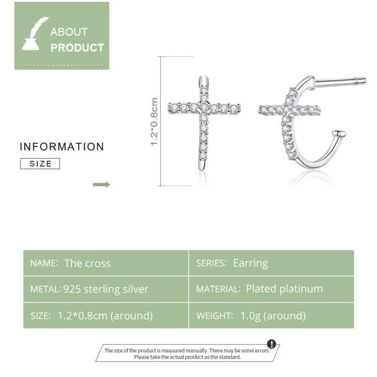 Cross Earrings Sterling Silver S925 Zircon Earrings Reluova