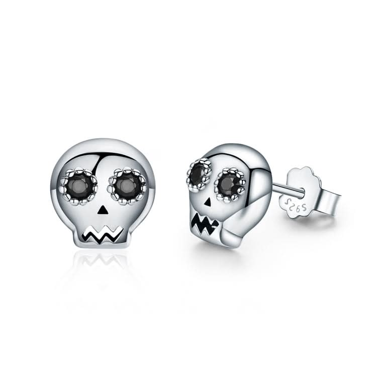 Skull Shape S925 Sterling Silver Stud Earrings Zircon Earrings Reluova