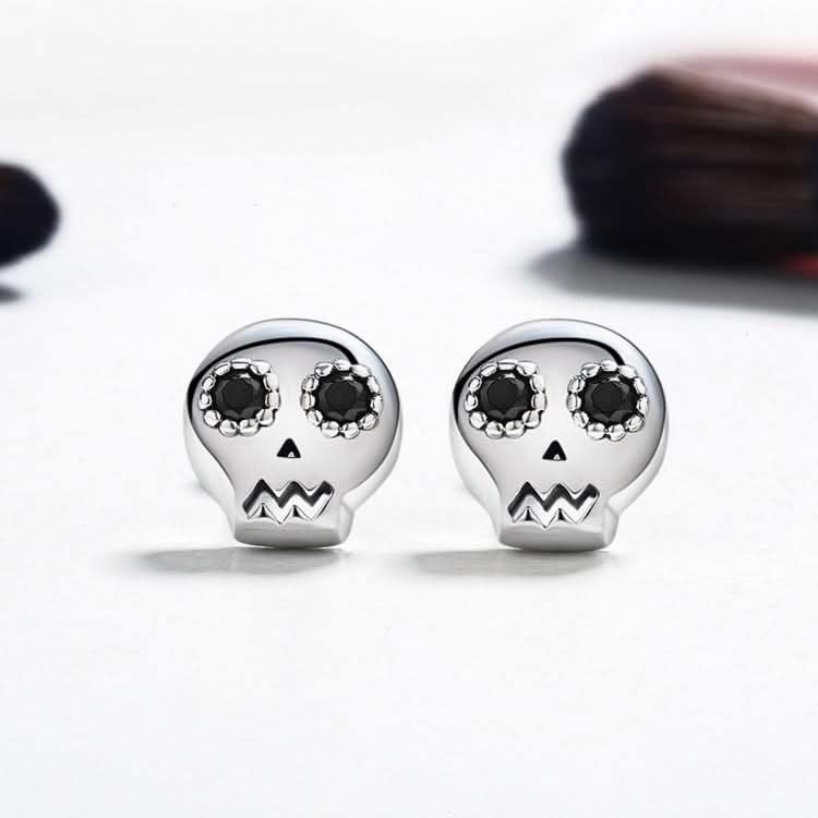 Skull Shape S925 Sterling Silver Stud Earrings Zircon Earrings Reluova