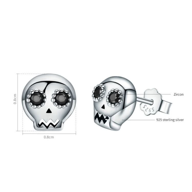 Skull Shape S925 Sterling Silver Stud Earrings Zircon Earrings Reluova