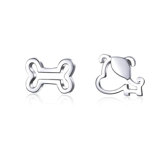 Sterling Silver Hollow Dog Bone Earrings Simple Jewelry Reluova