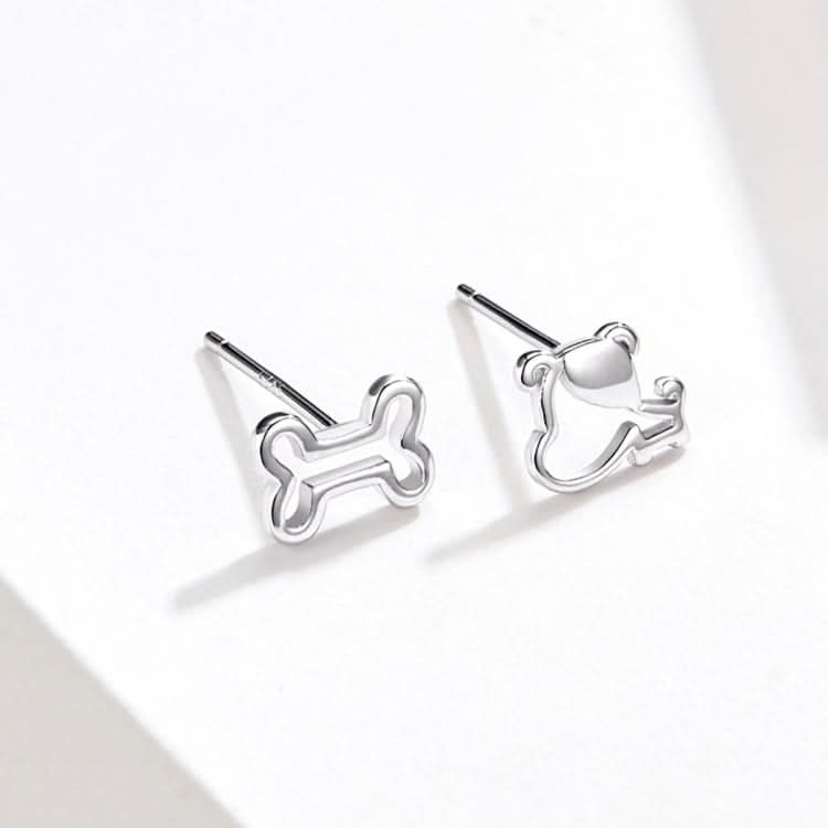 Sterling Silver Hollow Dog Bone Earrings Simple Jewelry Reluova