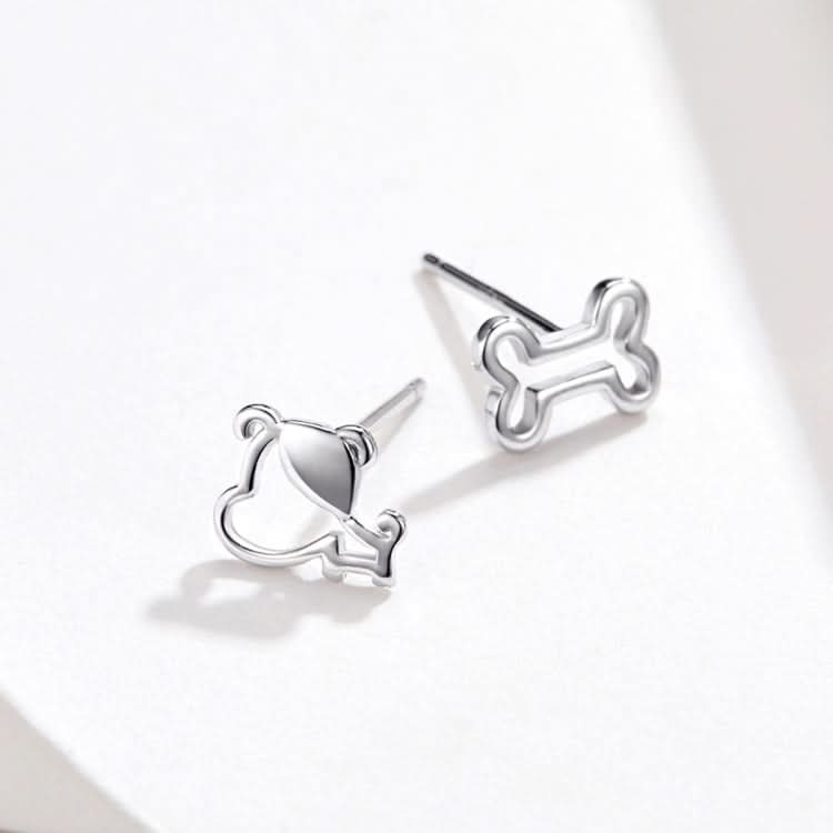 Sterling Silver Hollow Dog Bone Earrings Simple Jewelry Reluova