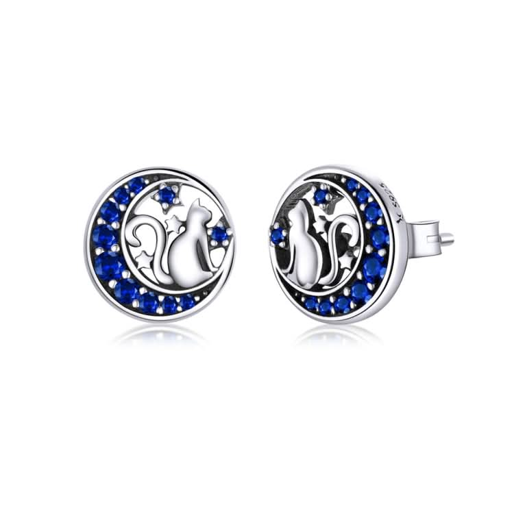 Moon Cat S925 Sterling Silver Personality Earrings Reluova