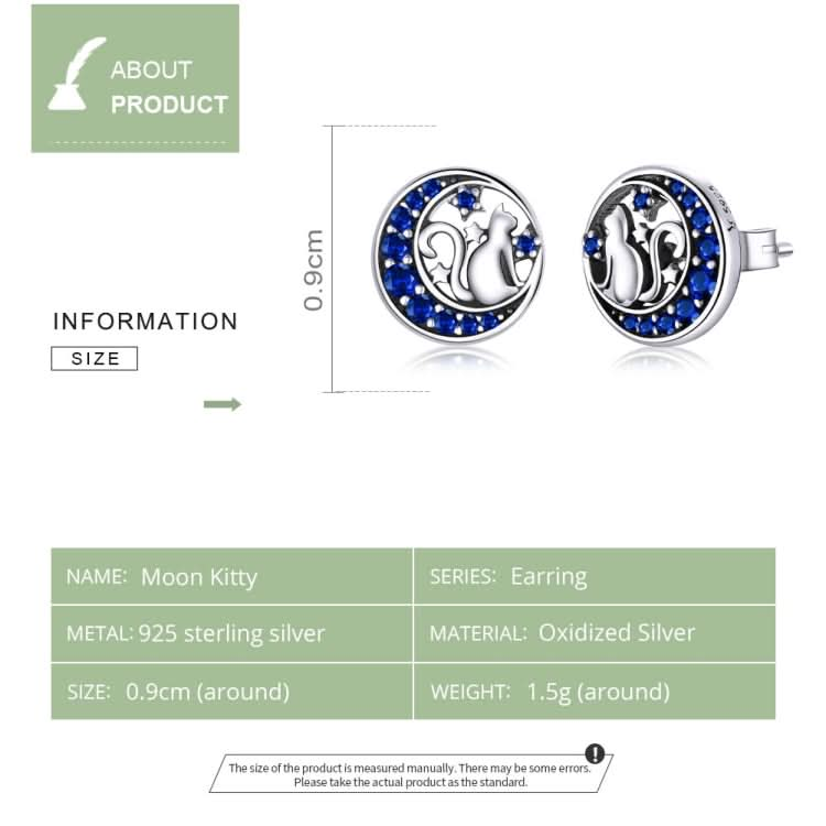 Moon Cat S925 Sterling Silver Personality Earrings Reluova