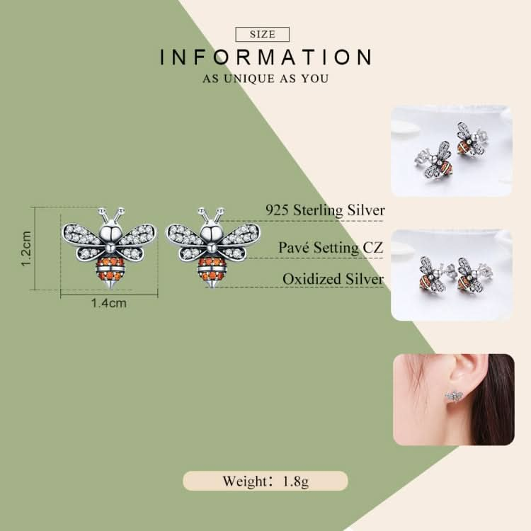 S925 Sterling Silver Earrings Bee Inlaid Female Earrings Reluova