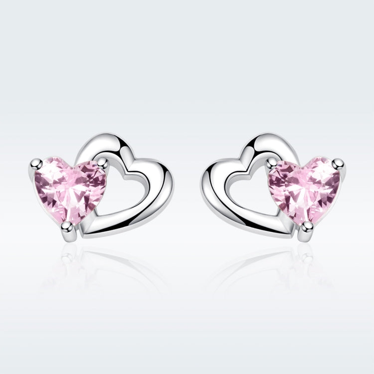 Heart-shaped S925 Sterling Silver Earrings with Gemstones