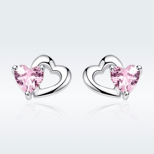 Heart-shaped S925 Sterling Silver Earrings with Gemstones Reluova