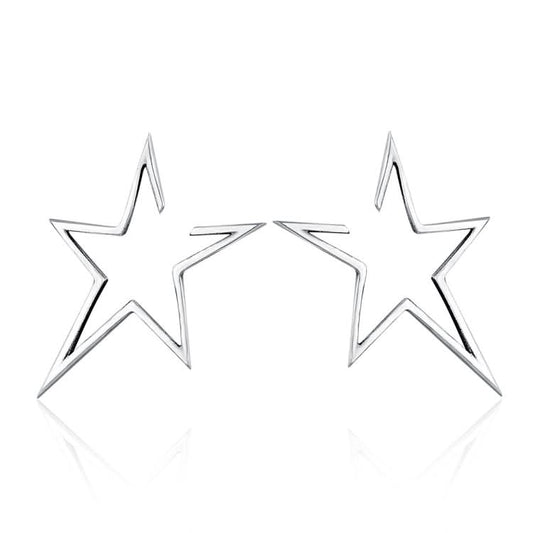 Simple S925 Sterling Silver Earrings Star Hollow Female Temperament Earrings Reluova