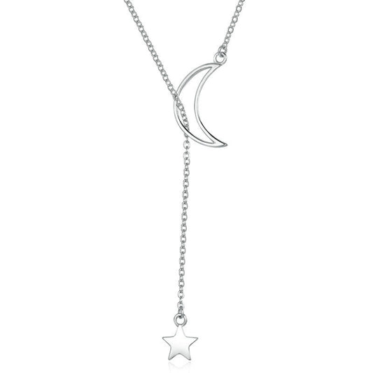 Stars Moon S925 Sterling Silver Necklace Reluova