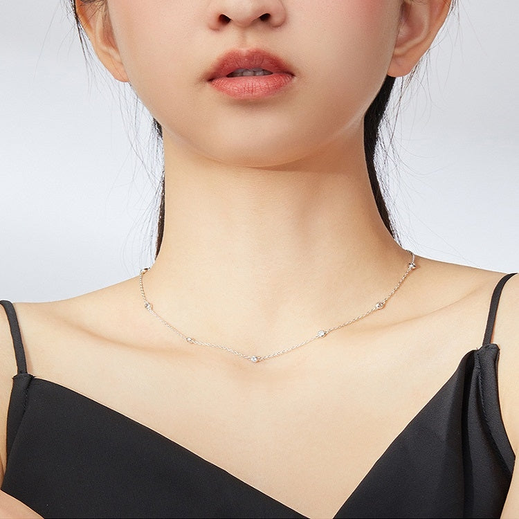 Zircon Necklace Platinum Plated Girls Necklace