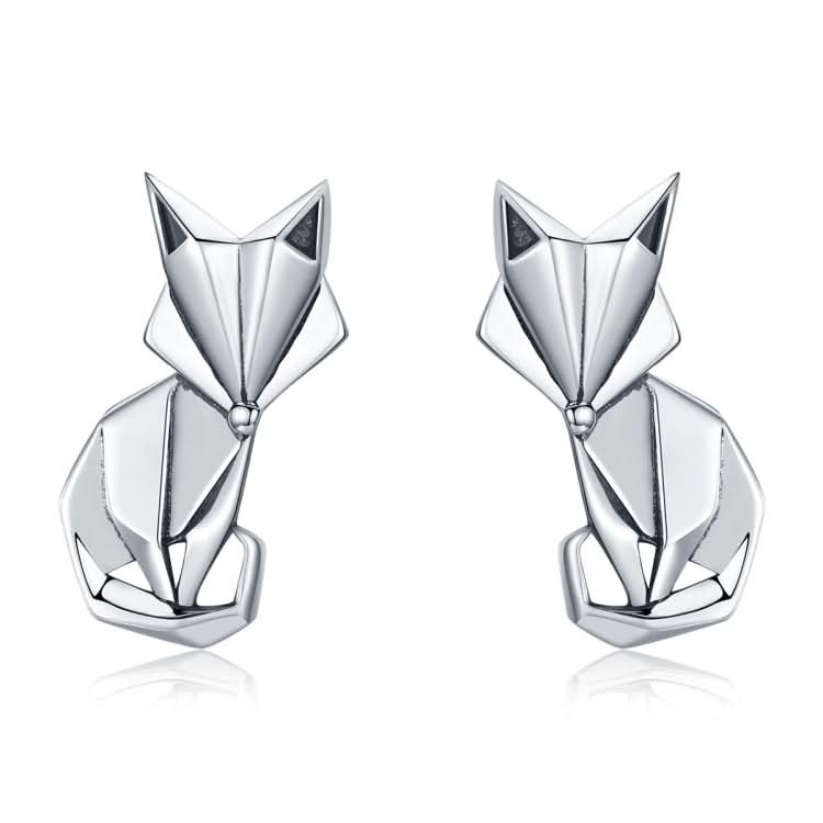 S925 Animal Earrings Jewelry Origami Fox Sterling Silver Girls Earrings Reluova