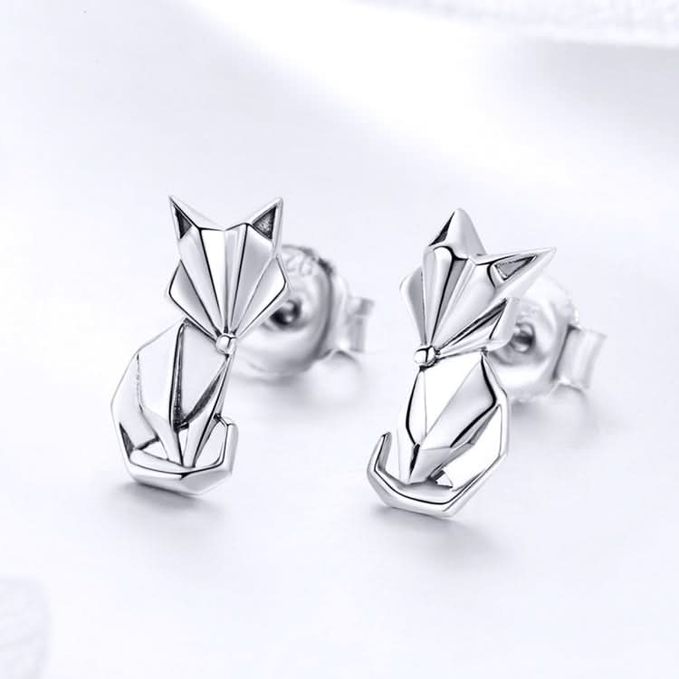 S925 Animal Earrings Jewelry Origami Fox Sterling Silver Girls Earrings Reluova