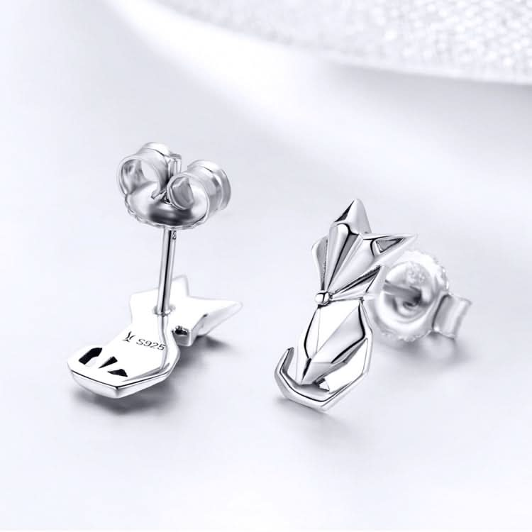 S925 Animal Earrings Jewelry Origami Fox Sterling Silver Girls Earrings Reluova