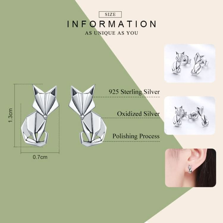 S925 Animal Earrings Jewelry Origami Fox Sterling Silver Girls Earrings Reluova