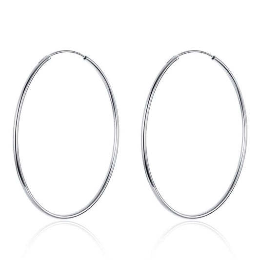 Big Circle Earrings Simple Platinum-plated Sterling Silver S925 Earrings Reluova