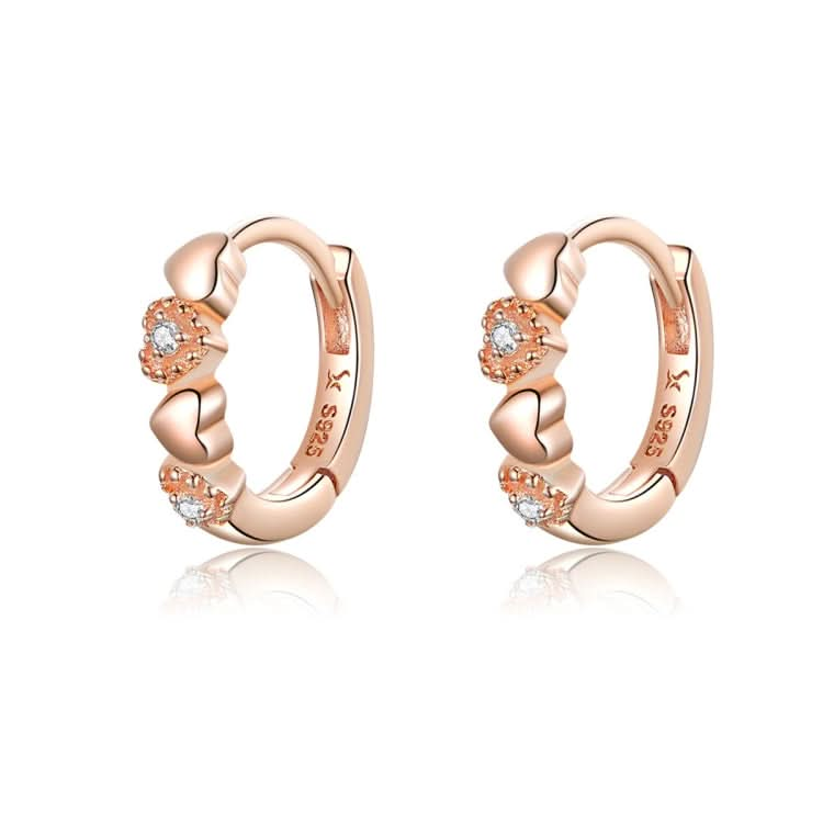 Sterling Silver Love Earrings Heart-shaped Rose Gold Plated Earrings S925 Female Earrings Reluova