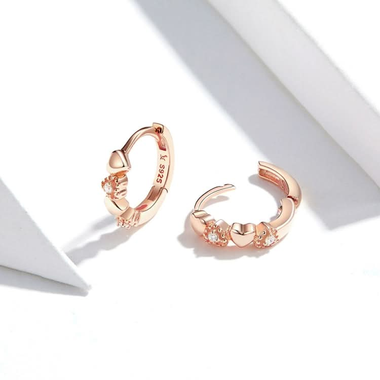 Sterling Silver Love Earrings Heart-shaped Rose Gold Plated Earrings S925 Female Earrings Reluova