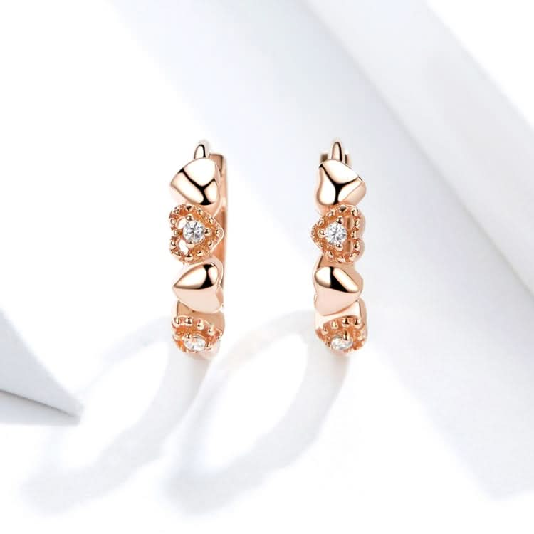 Sterling Silver Love Earrings Heart-shaped Rose Gold Plated Earrings S925 Female Earrings Reluova