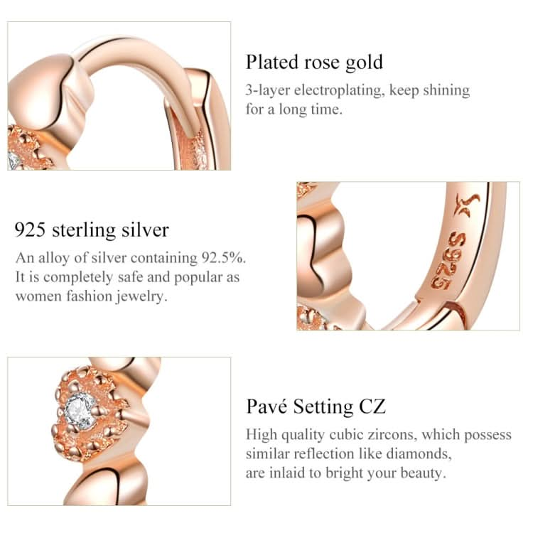 Sterling Silver Love Earrings Heart-shaped Rose Gold Plated Earrings S925 Female Earrings Reluova