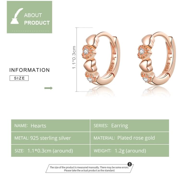 Sterling Silver Love Earrings Heart-shaped Rose Gold Plated Earrings S925 Female Earrings Reluova