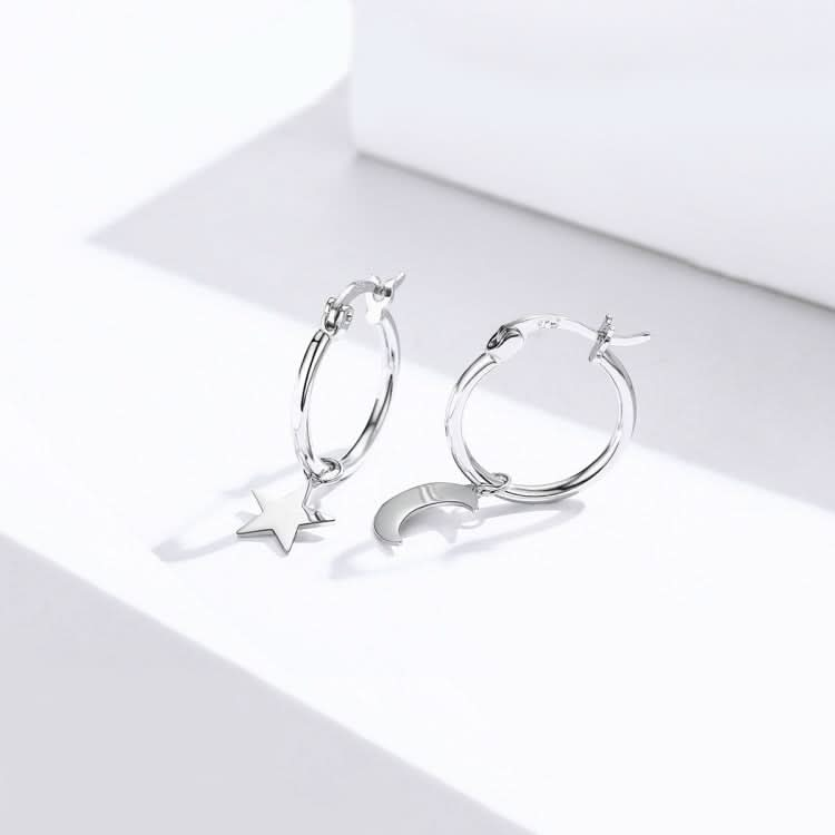 Sterling Silver Earrings S925 Star and Moon Earrings Simple Earrings Reluova