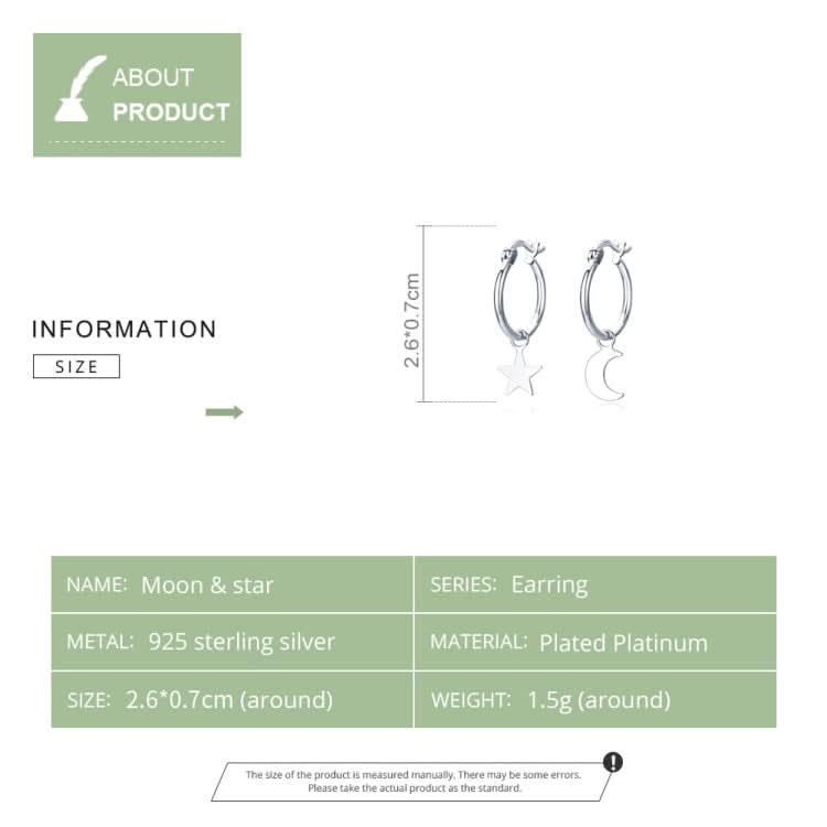 Sterling Silver Earrings S925 Star and Moon Earrings Simple Earrings Reluova