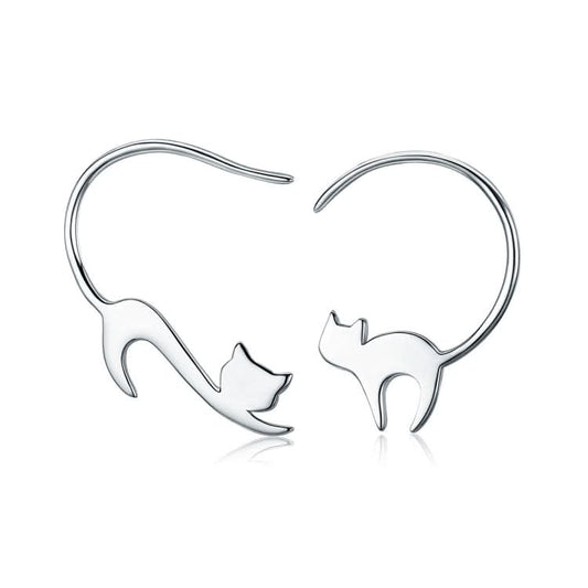 Naughty Cat S925 Sterling Silver Earrings Reluova