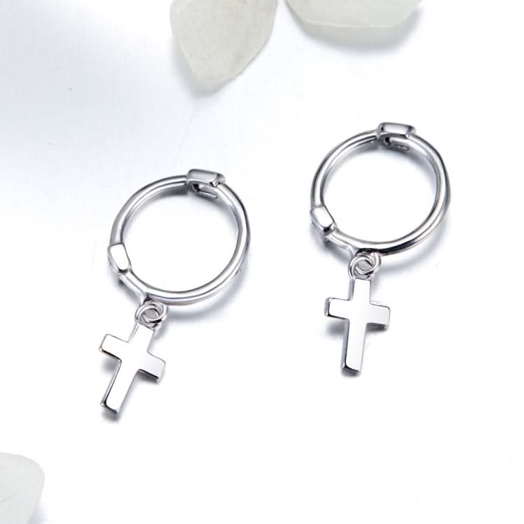 Cross Earrings S925 Sterling Silver Platinum-plated Earrings Men Women Simple Earrings Reluova