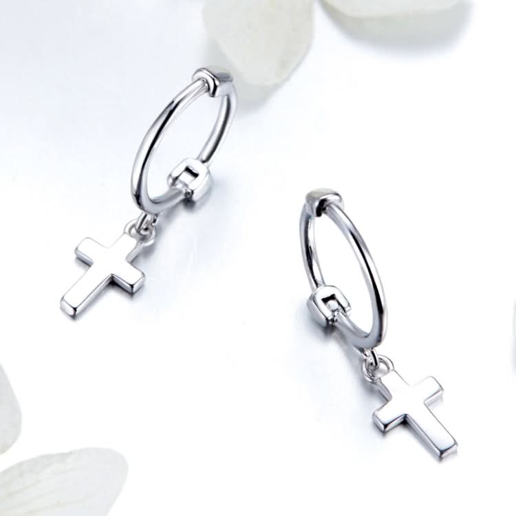 Cross Earrings S925 Sterling Silver Platinum-plated Earrings Men Women Simple Earrings Reluova