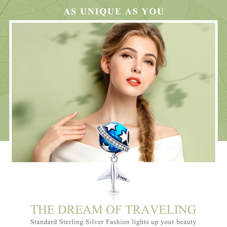 Dream Of Traveling Airplane Dripping Oil S925 Sterling Silver Bead DIY Accessories