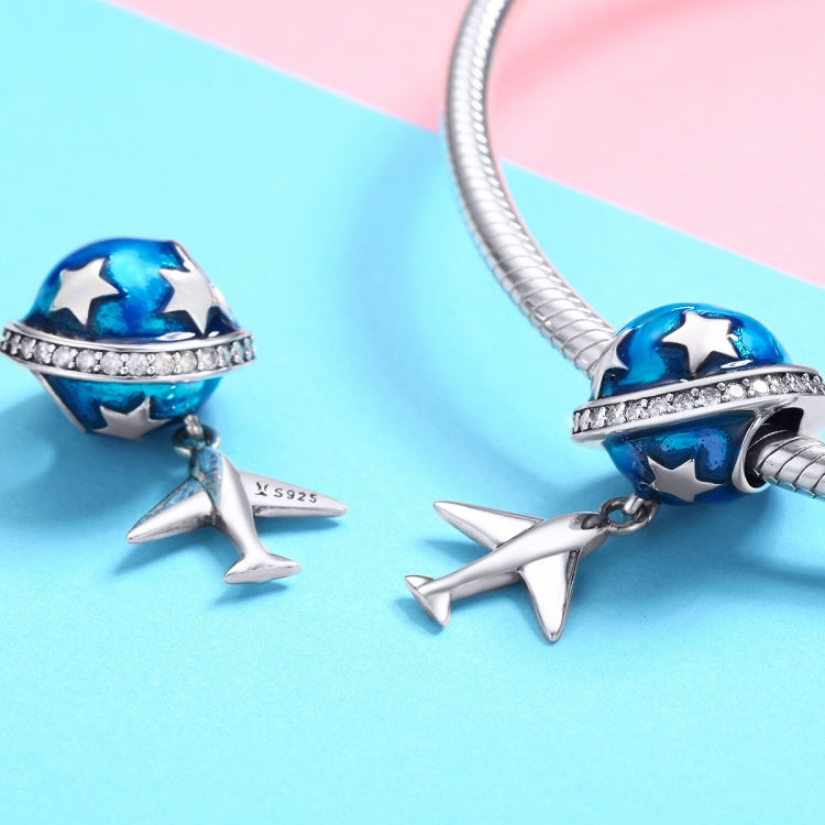 Dream Of Traveling Airplane Dripping Oil S925 Sterling Silver Bead DIY Accessories