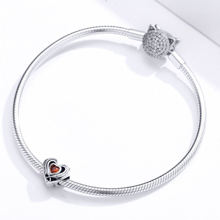 S925 Heart-shaped Sterling Silver Loose Beads DIY Bracelet Accessories