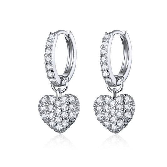 Heart-shaped Earrings Zircon Earrings Sterling Silver S925 Stud Earrings Reluova