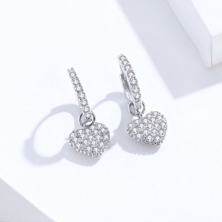 Heart-shaped Earrings Zircon Earrings Sterling Silver S925 Stud Earrings Reluova