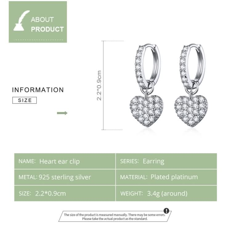 Heart-shaped Earrings Zircon Earrings Sterling Silver S925 Stud Earrings Reluova