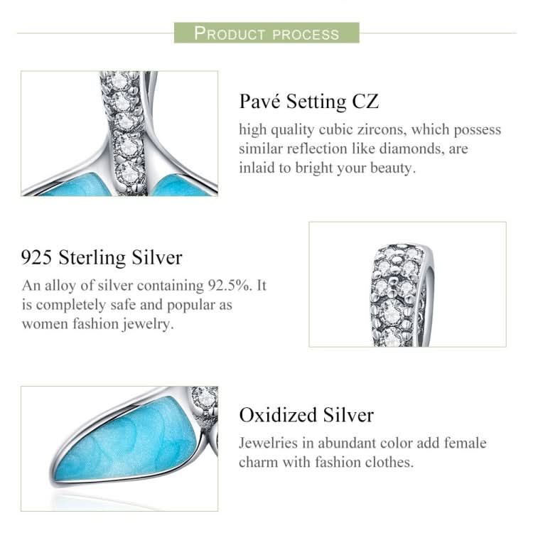 S925 Sterling Silver Ocean Fishtail Pendant Necklace DIY Accessories